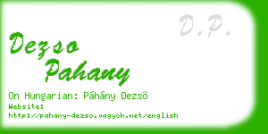 dezso pahany business card